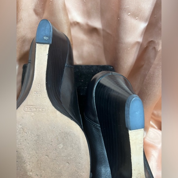 Coach "Stella" Black Open Toe Wedges Peep Toe - Size 9 1/2” - Cute Offic… - Picture 13 of 13